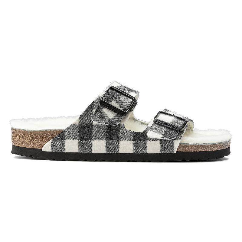 Arizona Birkenstock Shearling Plaid Wool Damske Biele | SK 19ZUT